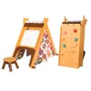 EE. UU. Niños juegan carpa - 4 en 1 tienda de tetas con taburete y escalador, carpas de campo plegables para niños niñas A31304E
