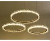 Modern led crystal chandelier for living room three ring gold lighting home decor cristal lamps combined circle light fixture