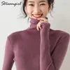 Turtleneck Women Winter Sweater Casual Solid Elsticity Pullover Knitted Woman Sweaters Black Turtleneck Sweater Jumper 201204