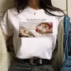Vaporwave michelangelo 미적 티셔츠 여성 패션 하라주쿠 캐주얼 그래픽 티셔츠 티 티 여성 탑스 옷