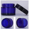 Top Quality Verde Azul Vidro Cosmético Creme Garrafa com LID Preto Loção Vazia JAR 20G 30G 50G 100G