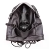 NXY SM Giocattolo adulto del sesso Morbido cappuccio in pelle PU Copricapo Bondage con bavaglio a sfera Maschera nera Benda sull'occhio Benda per gli occhi Schiavo Bdsm Prodotto2983496