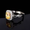 Anelli con diamante giallo Moissanite di colore D Anello aperto di fidanzamento con pietre preziose colorate per donne250 anni