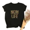 Mom Life Leopard Print Women Summer T-shirts Graphic Harajuku Tees Female Short Sleeve Round Neck Aesthetic Vintage Tshirts Tops