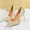 Good quality Women Shoes High Heels Sexy Pointed Toe 9 .5cm Pumps Wedding Dress Shoes Nude Black Shiny