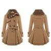 Płaszcz zimowy Kobiety Trench Coat Turn-Down Collar Długi Rękaw Peafoat Faux Fur Double Breasted Gruby Plus Size Fashion Outwear 201102