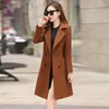 Moda-2018 Nuovo cappotto di lana Donna Moda invernale Capispalla lungo Cappotto di lana sottile Abito-vestito Parka Cappotto Giacca da donna Casacos Mujer