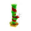 Hexágono misturado Hexágono Silicone Bongs Hookahs Colorido Tubulação de Água Fumando Plataformas Dab Removível com Bongo De Vidro