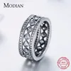 Modian Style Classic Real 925 Sterling Silver Square Ring Fashion Wedding Luxury Smycken Sparkling CZ Kvinnor Alla hjärtans present 220216