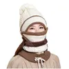 2020 يندبروف المرأة الشتاء الدافئة محبوك القبعات وشاح مجموعة سماكة محبوك قبعة وشاح كامل الوجه غطاء في الهواء الطلق