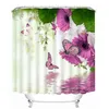 3D Flower and Butterfly Pattern Shower Curtains Beautiful Nature Bathroom Curtain Waterproof Thickened Bath Curtain Customizable T200711