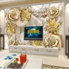 3d stereoscopic wallpaper 3d luxury golden jewelry flower soft bag jewelry wallpapers TV background wall