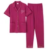 Nueva llegada de verano de punto de algodón pijamas de mujer Tops cortos Pantalones largos Conjunto de dos piezas Pijamas para mujer Tallas grandes 3XL Ropa de dormir T200429