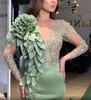 2020 Arabski ASO EBI Syrenka Luksusowy Sexy Suknie Wieczorowe Koronki Zroszony Prom Dresses Kryształy Formalne Party Druga Recepcja Gowns Zj853