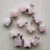 Pierre naturelle rose cristal breloques quartz rose pendentif hexagramme pour collier boucles d'oreilles fabrication de bijoux