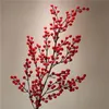 90cm PE Berry Fruit Plante Baies artificielles Branches de cerisier rouge Fleur de Noël décoratif Y201020