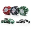 Poker Chip Style Herb Grinder 3 Lagen 40mm Zinklegering Roken Accessoires Pollen Druk op Catcher Sharpstone Metal Grinders Tobacco