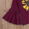 3 ألوان أطفال بنات عباد الشمس مضيئة كم القمصان الأزياء بوتيك الملابس القمم الأطفال القطن تيز الملابس M3024