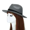 Широкие шляпы Brim HT1224 мода женщин мужчины федора шляпа джазовый колпачок Vintage Panama Sun Top Unisex сплошной красный серый шерсть Feam1