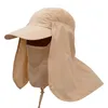 На открытом воздухе Пешие прогулки Caps Full Face Cover Складной Sun Hat УФ Защита от УФ-защита Отрегулируйте Охотничьи Крышка Рабочая шляпа сада