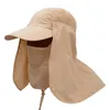 Casquettes de randonnée en plein air Couverture Full Visage Pliing Sun Hat Protection UV Ajustez Cap de chasse Chapeau de travail de jardin