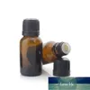 12PCs 15ml Refillerbar Amber Glass Euro Dropperflaska med Orifice Reducer Tamper Event Cap för eterisk olja aromaterapi