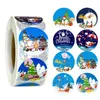 Present Wrap 500pcs / Roll God jul Santa Claus Elk Sleigh Snowman Stickers 500pcs för Xmas Tack Hälsningskort Decor1