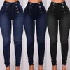 Vintage Women Jeans Casual Skinny High Waist Denim Pants Double-Breasted Slim Stretch Jeans Tight Trousers Plus Size S-5XL