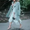 Affogooo manica lunga chiffon donna vestito estate 2019 elegante pizzo con scollo a V vestito casual asimmetrico romantico abito midi menta verde T190606