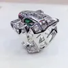 À la mode creux léopard Animal doigt anneau yeux verts creux panthère têtes anneau pour hommes femmes fête bijoux1