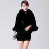 Bom elegante casaco de pele falsa mulheres inverno jaqueta quente o-pescoço manga curta feminina outerwear moda colete capa1