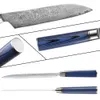 XITUO VG10 damas acier couteau de cuisine ensemble 1-7 pièces luxe bleu G10 poignée tranchante damas Chef couteau couperet Santoku couteau