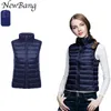 NEWBANG Brand Women Sans manches sans manches Ultra Light Down Vestes Slim Jacket Girl Gilet Plus Washing Wild Washing Lightofropward Wildcoat 201211111