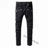 Balmain Mens Designer Jeans Distressed Ripped Biker Slim Fit Motard Denim pour les hommes Mode Mans Pantalons noir pour hommes 2021