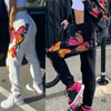 Damenhose, Caprihose, Tie-Dye-Druck, Pathwork-Hose, Y2k-Jogginghose, Streetwear-Jogginghose, Damen, weites Bein, lockere Harajuku-Ästhetische 90er-Jahre-Hose