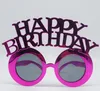 Metallic Gelukkige Verjaardag Zonnebril Nieuwigheid Eyewear Photo Booth Props Party Accessoire Gunst Unisex Goud Zilverachtig Rose