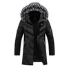 Winter Jacket Men Fashion Fur Hooded Male Parka Mens Solid Tjock s Bomull Coats Man Fleece Parkas Windbreaker 220105