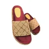 Mode Brown Flip Flops Stora Små Letters Kvinnor Wedge Sandals Lady Slides