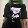 Caçador x caçador kilua t-shirt japonês anime casual top divertimento desenhos animados harajuku o-pescoço solto t-shirt G220228