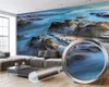 Mooie steen zeewater 3d behang voor woonkamer slaapkamer romantische landschap decoratieve zijde 3d muurschildering behang