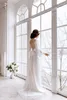 春の結婚式のブライダルの女性ランジェリーサテンシルクビーズバックガウンバスローブ長いナイトドレスブラウド着物ローブベルト