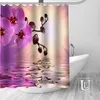 Orchideeën bloemen douchegordijnen aangepaste badkamer waterdichte stof polyester 1 stcs op maat T200711