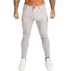 Man Mid Taille Slanke Jeans Mode Trend Effen Kleur Regelmatige Gewassen Knopen Denim Lange Broek Designer Male Spring Pocket Casual Skinny Jeans