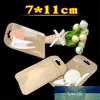 100 pcs 7 * 11cm Pequeno bolsa de papel kraft jóias zipadas reclosable poli sacos limpar mini bolsa grossa