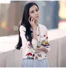 Fashion print cardigan women V-neck all match knitted sweater long sleeve white sweaters autumn and winter arrival 201222