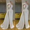 2021 New Sexy A Line Wedding Dresses One Shoulder High Side Split Lace Appliques With Flowers Sweep Train Plus Size Formal Bridal Gowns