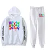 Hot Youngboy nooit meer brak Mode Lange mouwen Hooded Sweater 2 stks Vrouwen / Mannen Trainingspak Hoodies Broek Hip Hop Sports Suit 201007