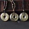 50Pcs Amulet Lucky 30mm Coin Shaped Circle Donut Healing Gemstone Natural Gold Sheen Obsidian Charm Magic and Protection Powers Necklace