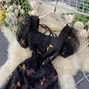 Casual Sukienki Neploe Elegancka Sukienka Kobiety 2021 Lato Szata Czarny Butterfly Cekiny Słodkie Dziewczyny Puff Krótki Rękaw Slim Fit Gaze Vestidos