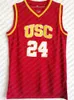Ucuz özel Brian Scalabrine # 24 Usc Koleji Kırmızı Basketbol Dikiş herhangi bir sayı adını BAY BAYAN GENÇLİK XS-5XL özelleştirmek